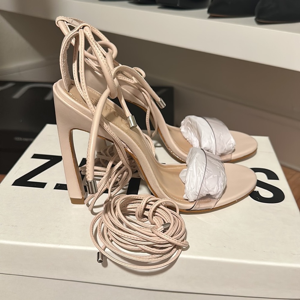Schutz Jessie Leather Ankle-Wrap Sandals